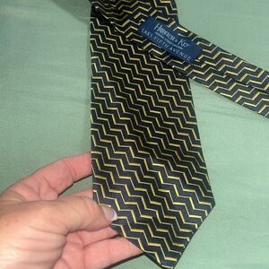 Hilditch & Key All Silk Tie ~ Mustard gold & Blue ~ Necktie saks fifth Avenue